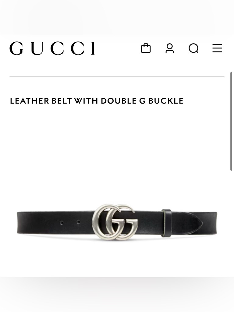 100% Authentic Gucci Black Leather Belt With Silver Double G Buckle